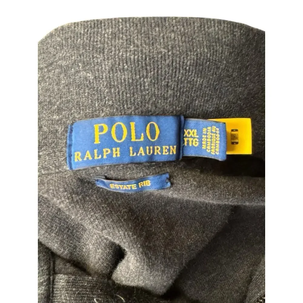 Ralph Lauren Quarter Zip Pullover Sweater Men’s 2XL Charcoal Grey Estate Rib